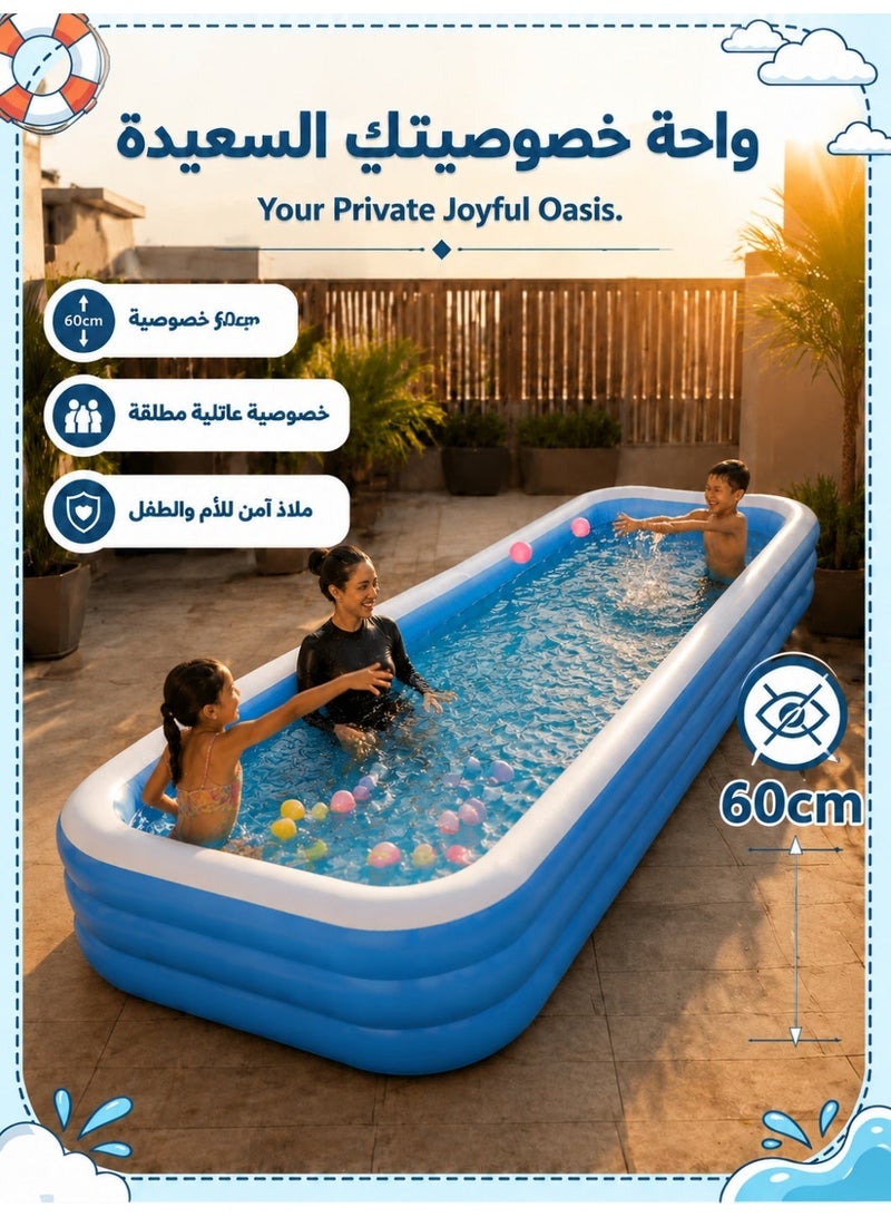 180*125*60cm 3-Layer Rectangle Shape Inflatable Swimming Pool, 【Air Pump Included】Thickened Durable Family Swimming Pool, Indoor Entertainment and Outdoor Activities Party Toys for Adults and Kids, Suitable for 1-3 People Free air pump - Image 2