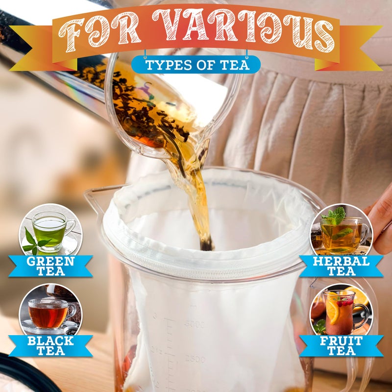 V TOWER 5.3" Large Thai Tea Strainer - Ultra Fine Mesh Ð¡loth Strainer, with Stainless Steel Handle, Reusable, Easy to Clean - Coffee & Tea Filter Suitable for Milk, Juice, Vine & Ð¡ottage Ð¡heese Filtering - Image 5