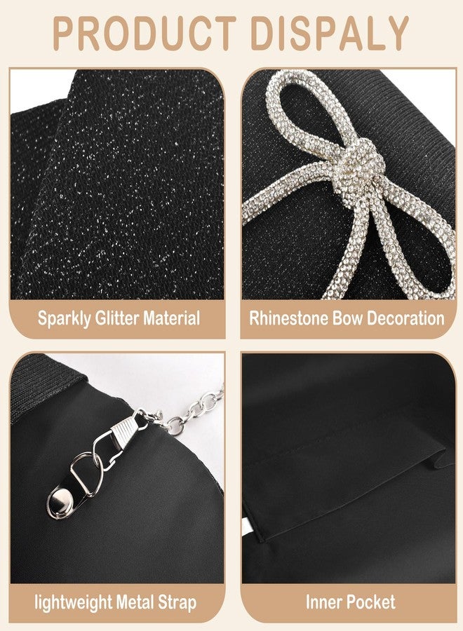 PACETAP Bow Evening Bag Sparkly Clutch Purses for Women, Glitter Dressy Clutch Bags for Wedding Party Prom(Black) - Image 4