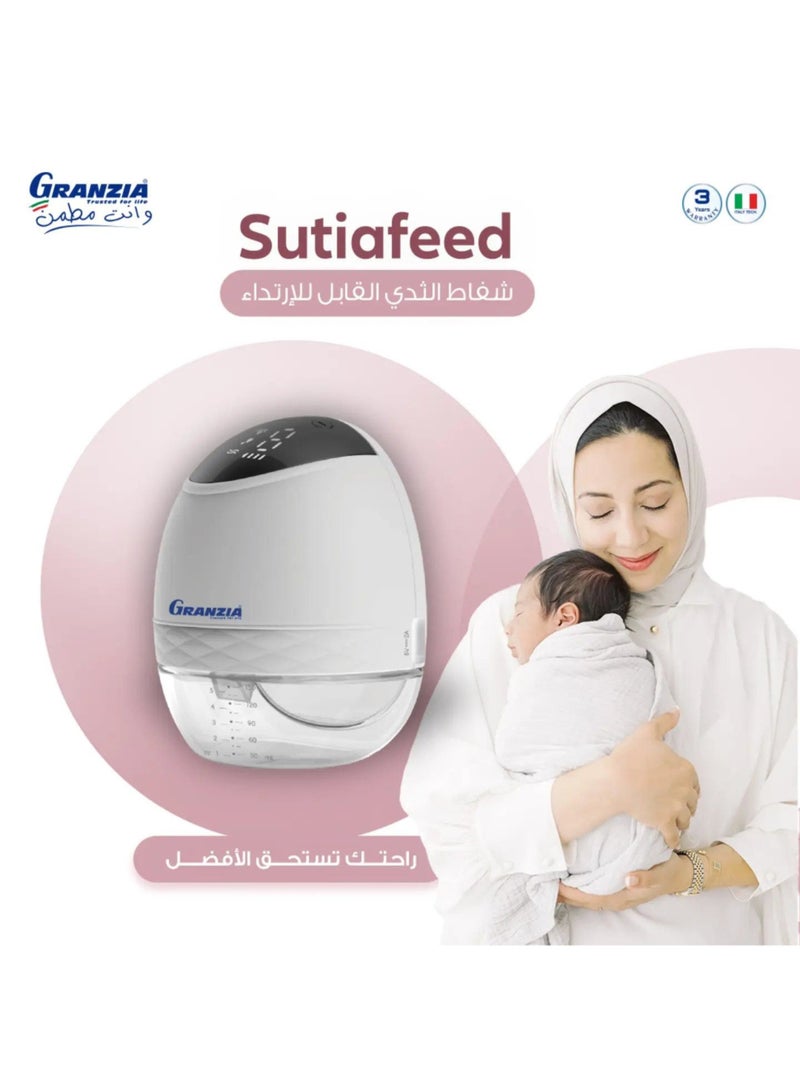  جرانزيا مضخة الثدي الكهربائية القابلة للارتداء من غرانزيا سوتيافيد - بدون استخدام اليدين وهادئة، 3 أوضاع للشفط مع 9 مستويات، شاشة LED، قابلة لإعادة الشحن عبر منفذ USB-C، خالية من مادة BPA، تتضمن حواف سيليكونية مقاس 17 مم/21 مم/25 مم، حاصلة على شهادتي CE وFCC - Image 5