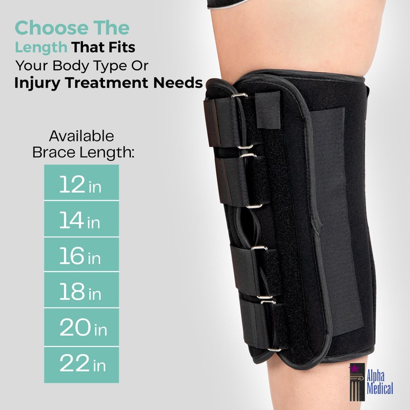 Alpha Medical 14â€ Long Adjustable Three Panel Orthopedic Knee Immobilizer â€“ Supportive & Adjustable Side Panels â€“ Knee Brace Stabilizer â€“ Knee Immobilization L1830 - Image 2