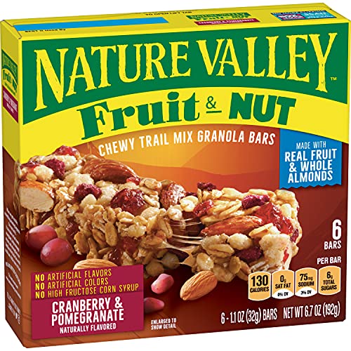 Nature Valley Chewy Fruit & Nut Granola Bars, Cranberry Pomegranate, 6 Bars, 6.7 OZ - Image 1