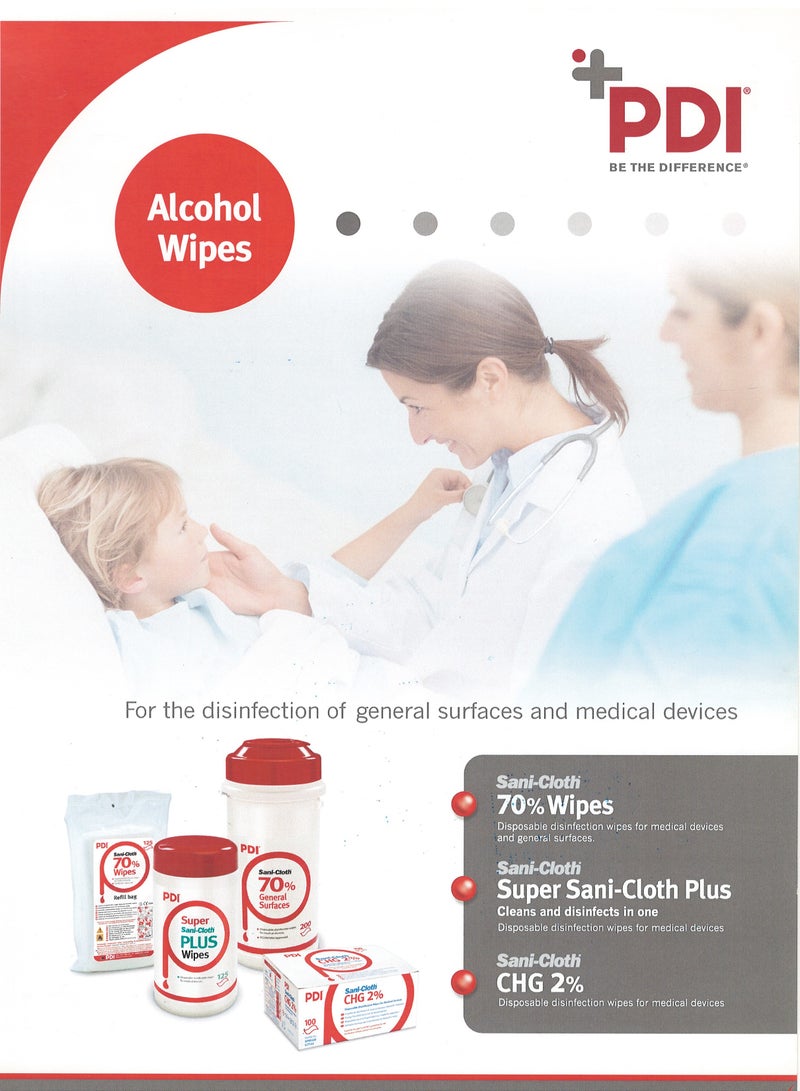 125 منديلًا من Alco 70% مطهر مضاد للجراثيم.