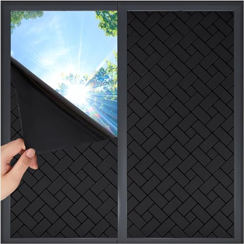 LIVECOOL Heat Control Window Film Window Tint Sun Blocking Blackout and UV Protection,one-Way Privacy Mirror Reflective Film (24 x 48 Inch, Brick Blackout) - Image 1