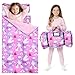 JOIEDOMI Toddler Sleeping Bag for Kids 55x30 Nap Mat with Removable Pillow and Minky Blanket for Toddler Ages 37 Roll Up Soft Kids Sleeping Bag for Boys Girls Kindergarten Daycare Purple Unicorn - Image 3