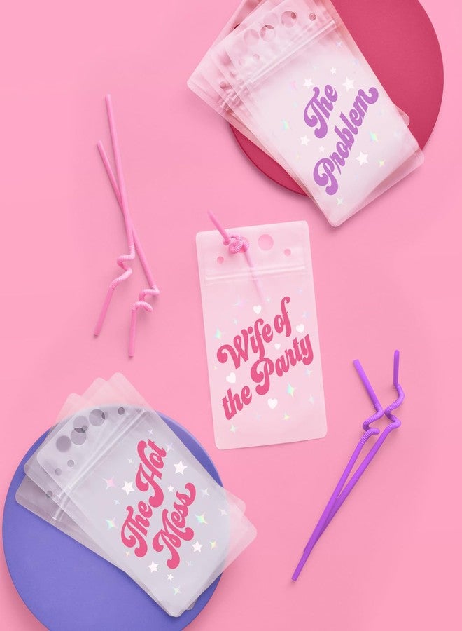 xo, Fetti Bachelorette Party Drink Pouches - 14 pcs | Bach Party Cups, Bridesmaid Names Decorations, Maid of Dishonor Favors, Wife of the Party - Image 2