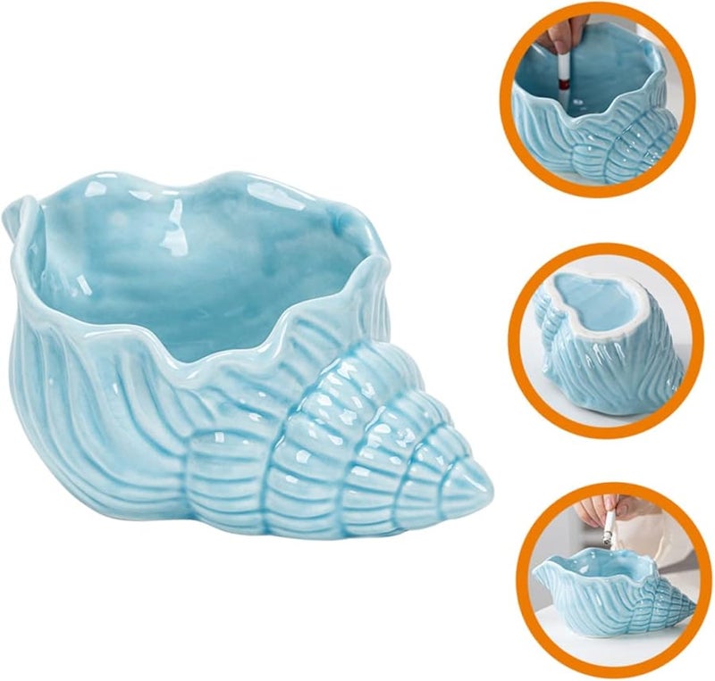 Ceramic Conch Ashtray with Large Opening Artistic Desktop Decor for Living Room - Image 4