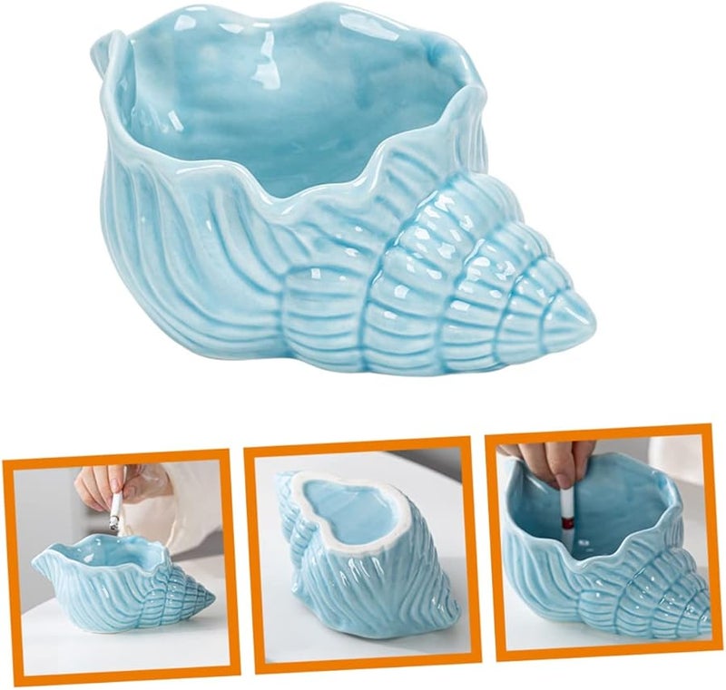Ceramic Conch Ashtray with Large Opening Artistic Desktop Decor for Living Room - Image 5