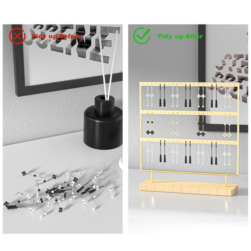 Julysky Earring Holder Organizer,Earring Holder Stand for Hanging Earrings,Earring Display Standï¼ŒEarring Organizer Standï¼ŒEarring Tree (Golden, 3 Layers) - Image 4