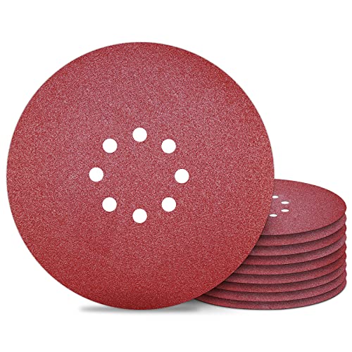 Awutzut 9 inch Sanding Discs 80 Grit 8 Holes Hook and Loop Sandpaper for Drywall Sander 10Pack - Image 1