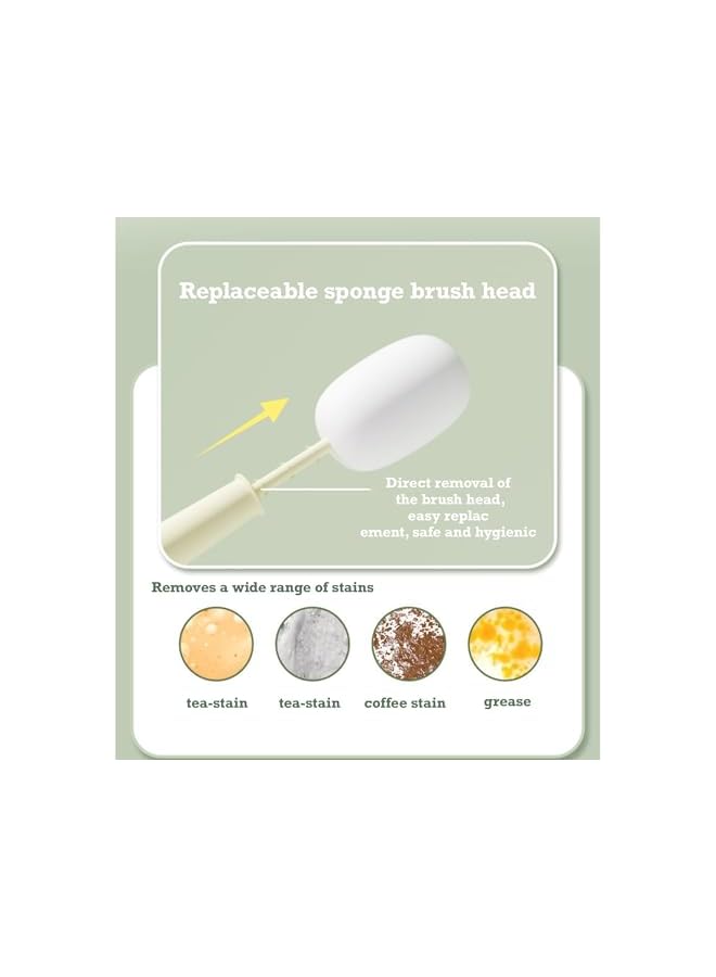 PROMASS 3 in 1 Multipurpose Bottle Cleaning Brush,1Pieces Replacement Heads and 1 Piece Multipurpose Brushes, Cup and Grout Cleaning Tools, Water Bottle Cleaning Brush (Green) - Image 5