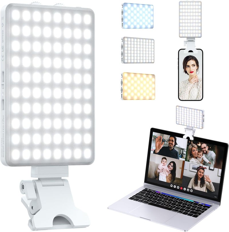 HIFFIN (LT-001) LED Video Conference Light Kit with Clip for iPhone/Tablet/Laptop, Dimmable CRI 95+ with 3 Light Modes, Built-in 2000mAh Battery for Zoom Calls/Remote Working/Live Stream/Selfies - Image 1