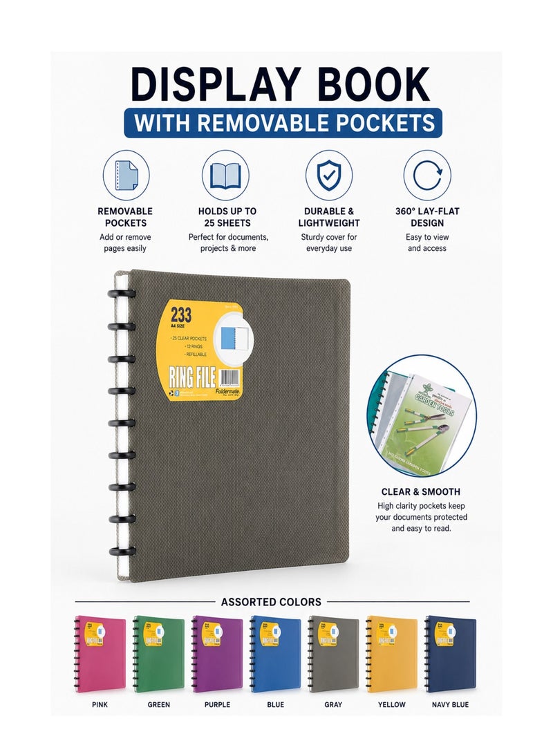 Foldermate A4 Size Display Book With Removable Plastic Sleeves Assorted Colours - Image 1