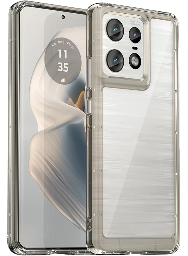 إيروريكس جراب خلفي شفاف لهاتف Motorola Edge 50 Pro، جراب خلفي شفاف مضاد للخدش، جراب واقٍ من مادة TPU رفيع وأنيق ممتص للصدمات لهاتف Motorola Edge 50 Pro، رمادي شفاف - Image 1