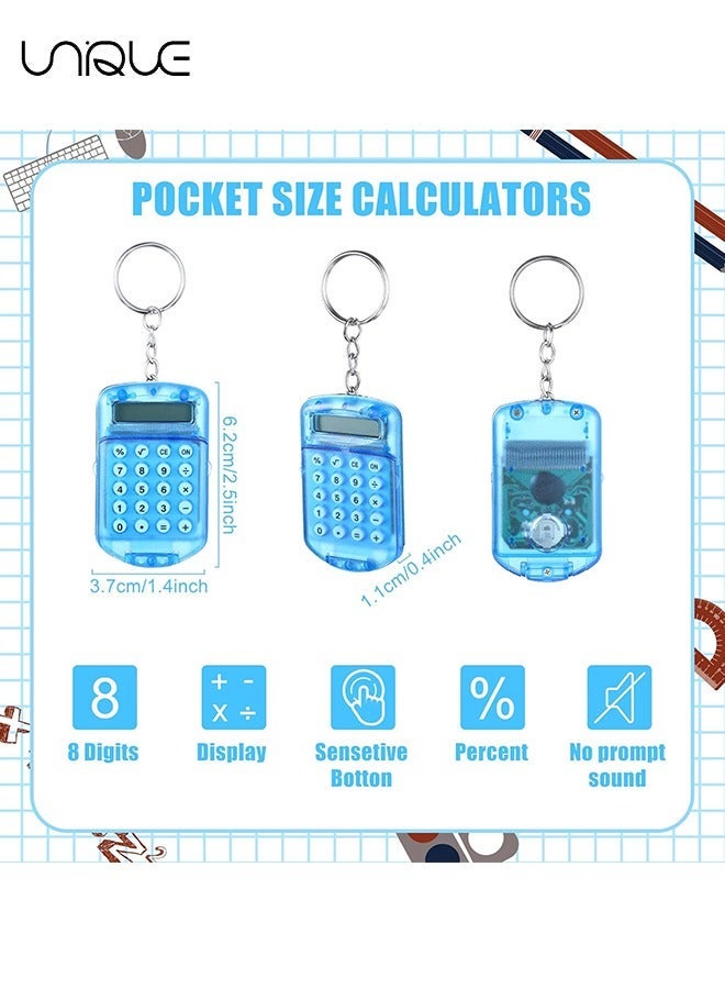Unique 6 Pcs Mini Keychain Calculator for Kids Pocket Calculator Key Ring Tiny Clear Flip Small Portable Calculator 8 Digit Electronic Cute Basic Calculator Keychain for Students - Image 2
