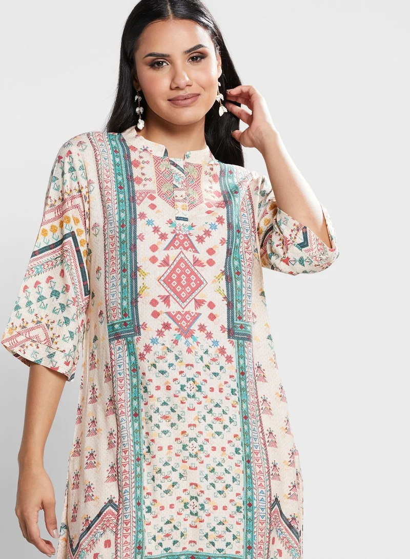 Aarke by Ritu Kumar Printed Kurti & Pants Set With Dupatta