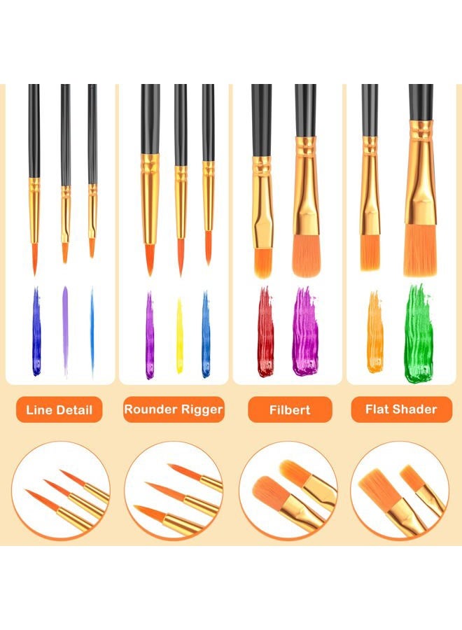 ESRICH Paint Brushes, 2 Packs / 20 Pcs Nylon Miniature Paintbrushes, Face and Body Watercolor Oil Painting Artist Professional Acrylic Paint Brushes Set,Black - Image 3