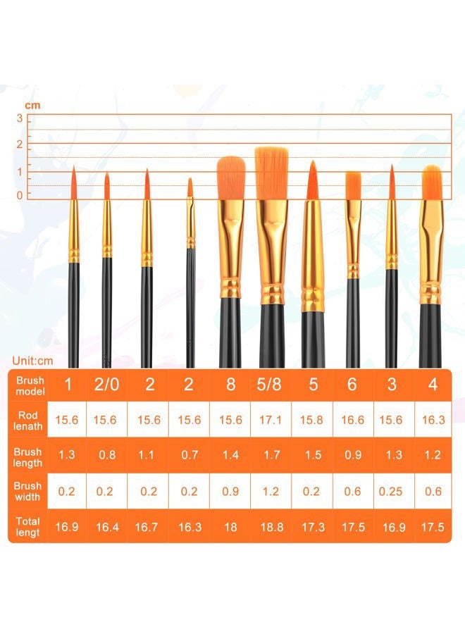 ESRICH Paint Brushes, 2 Packs / 20 Pcs Nylon Miniature Paintbrushes, Face and Body Watercolor Oil Painting Artist Professional Acrylic Paint Brushes Set,Black - Image 2