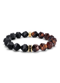 AWNL AWNL Men's Beaded Bracelet with Onyx and Red Tiger Eye and Sterling Silver Lucky Charm Natural Gemstone Bracelet Gift for Men Husband Boyfriend  - Image 4