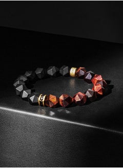 AWNL AWNL Men's Beaded Bracelet with Onyx and Red Tiger Eye and Sterling Silver Lucky Charm Natural Gemstone Bracelet Gift for Men Husband Boyfriend  - Image 2