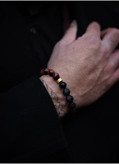 AWNL AWNL Men's Beaded Bracelet with Onyx and Red Tiger Eye and Sterling Silver Lucky Charm Natural Gemstone Bracelet Gift for Men Husband Boyfriend  - Image 3