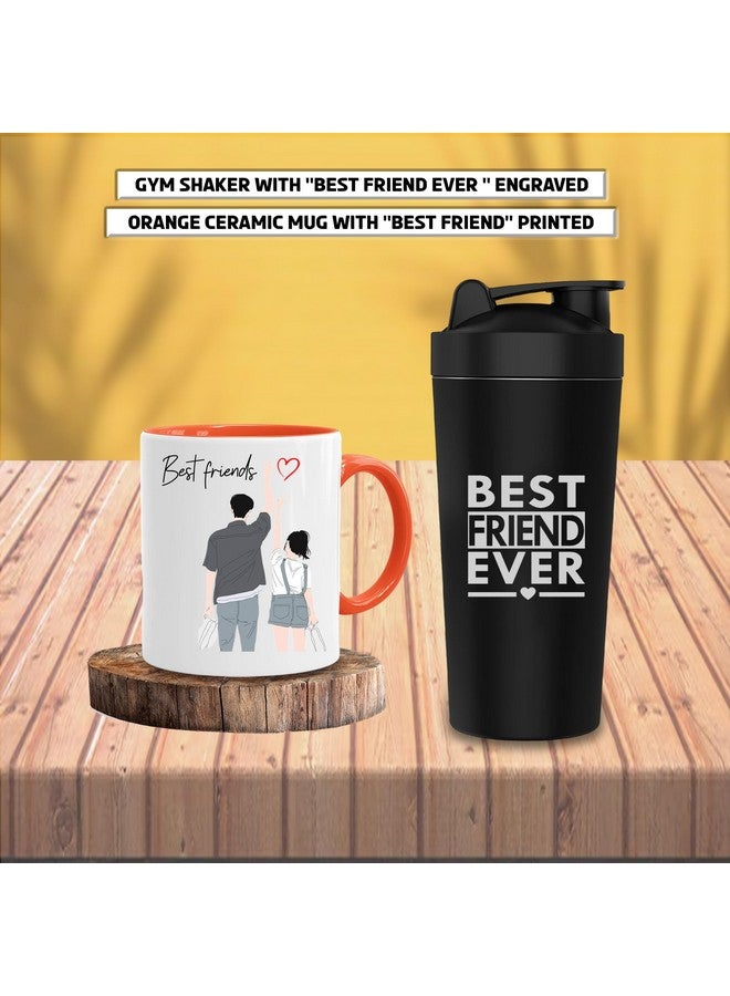 SAVRI SAVRI Unisex Gifts for Friends - Ceramic Mug & Gym Shaker Set - 'Best Friend' and 'Best Friend Ever' Engraving - Best Friendship Day Gifts for Friends, BFF, Besties, and Dost  - Image 2