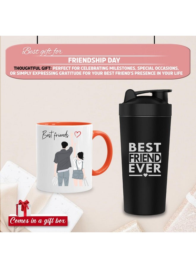 SAVRI SAVRI Unisex Gifts for Friends - Ceramic Mug & Gym Shaker Set - 'Best Friend' and 'Best Friend Ever' Engraving - Best Friendship Day Gifts for Friends, BFF, Besties, and Dost  - Image 5