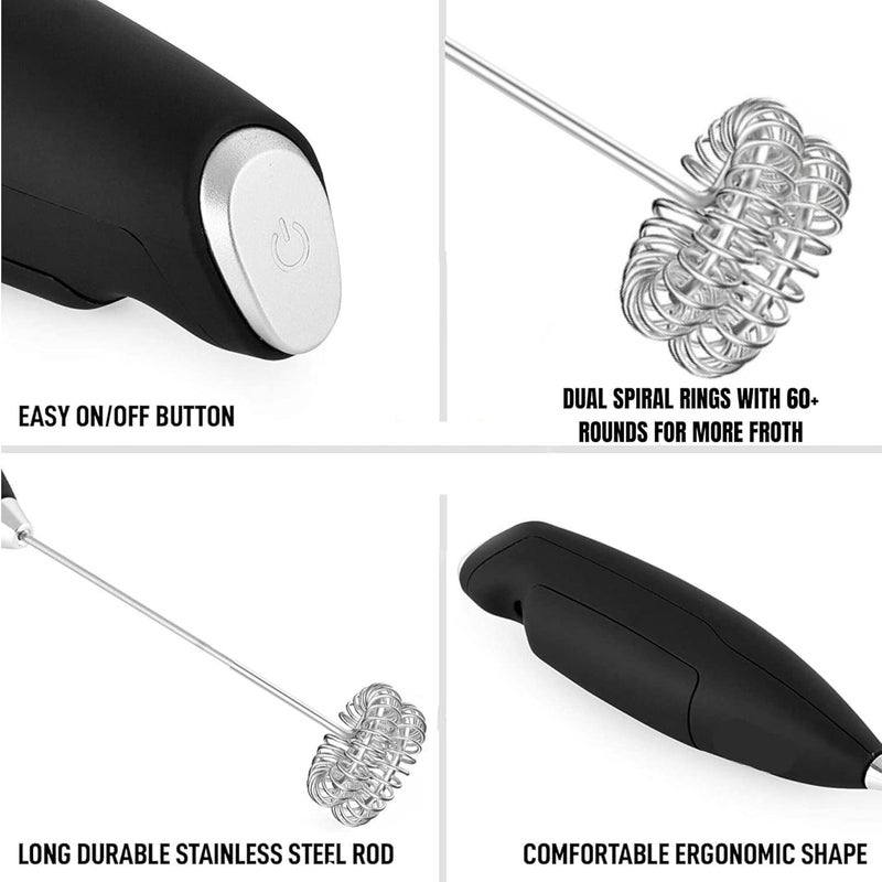 RYUHDA RYUHDA Handheld Coffee Frother Electric Milk Frother for Lattes Shakes Mini Foamer for Cappuccino Frappe Matcha Egg Beater Hand Blender Frother for Milk Coffee Plastic MulticolorM02  - Image 2