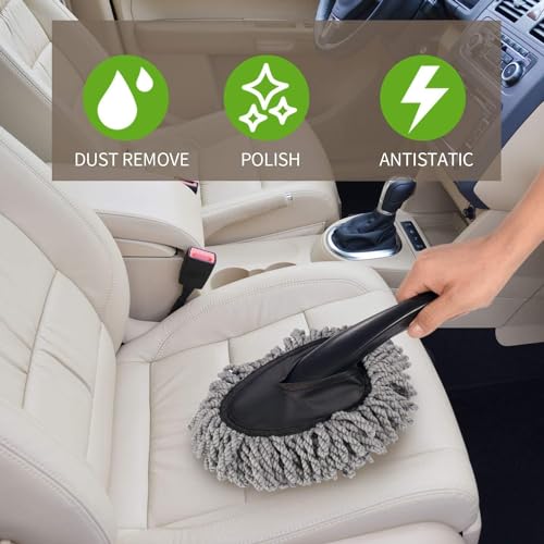 Radiant 5 PCS Microfiber Car Duster Kit Interior & Exterior Car Cleaning Detailing Tool Scratch,Extendable Long Handle Duster for Car & Motorcycle car Accessories (Pack of 1 Set) - Image 4