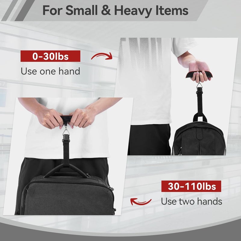 Dr.Meter Luggage Scale, Luggage Weight Scale Backlight LCD Display PS02 110lb/50kg Electronic Balance Digital Postal Travel Accessories with Rubber Paint Handle Temperature Sensor, Red - Image 4