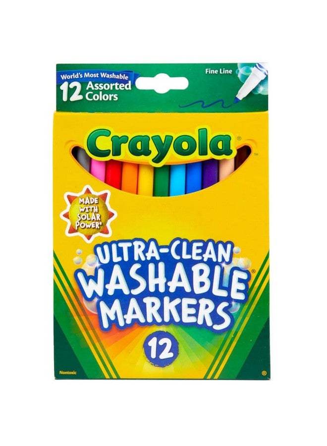 Crayola Ultra Clean Fine Line Markers (12ct), Washable Markers for Kids, Arts & Crafts, Coloring Book Markers, Toddler Gifts - Image 1