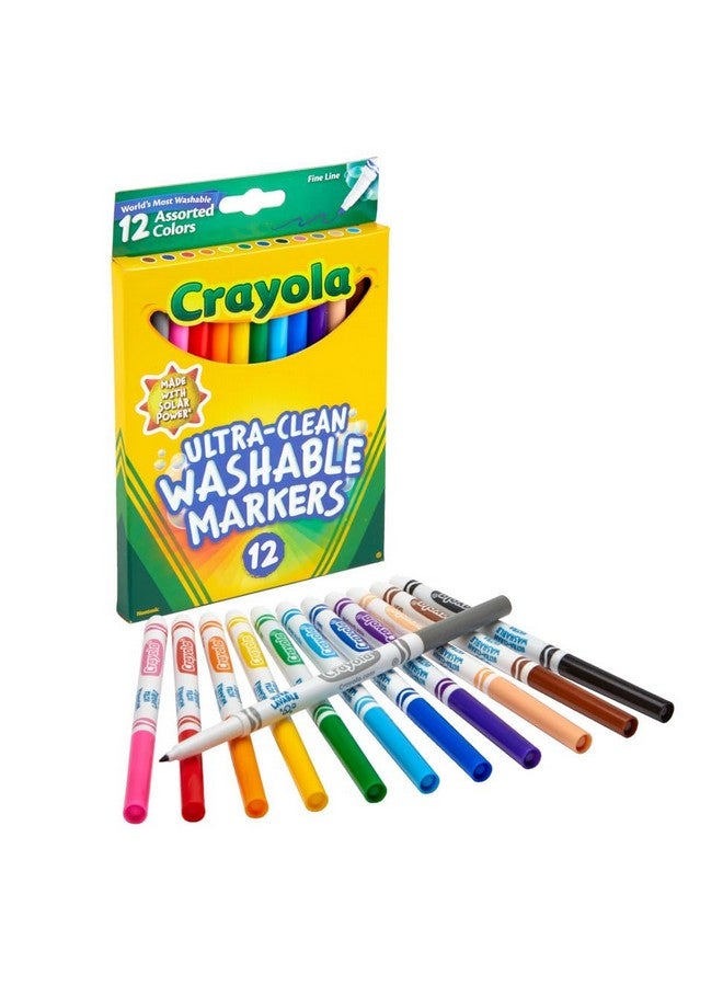 Crayola Ultra Clean Fine Line Markers (12ct), Washable Markers for Kids, Arts & Crafts, Coloring Book Markers, Toddler Gifts - Image 2