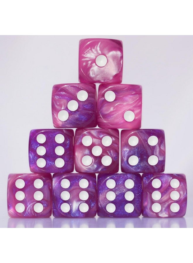 10 PC D6 dice 16mm Acrylic Dice Set for RPG MTG DND Dice Table Games and Board Games (Pink + Blue)  - Image 1
