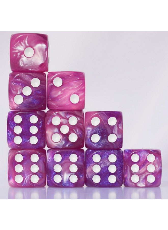 10 PC D6 dice 16mm Acrylic Dice Set for RPG MTG DND Dice Table Games and Board Games (Pink + Blue)  - Image 2