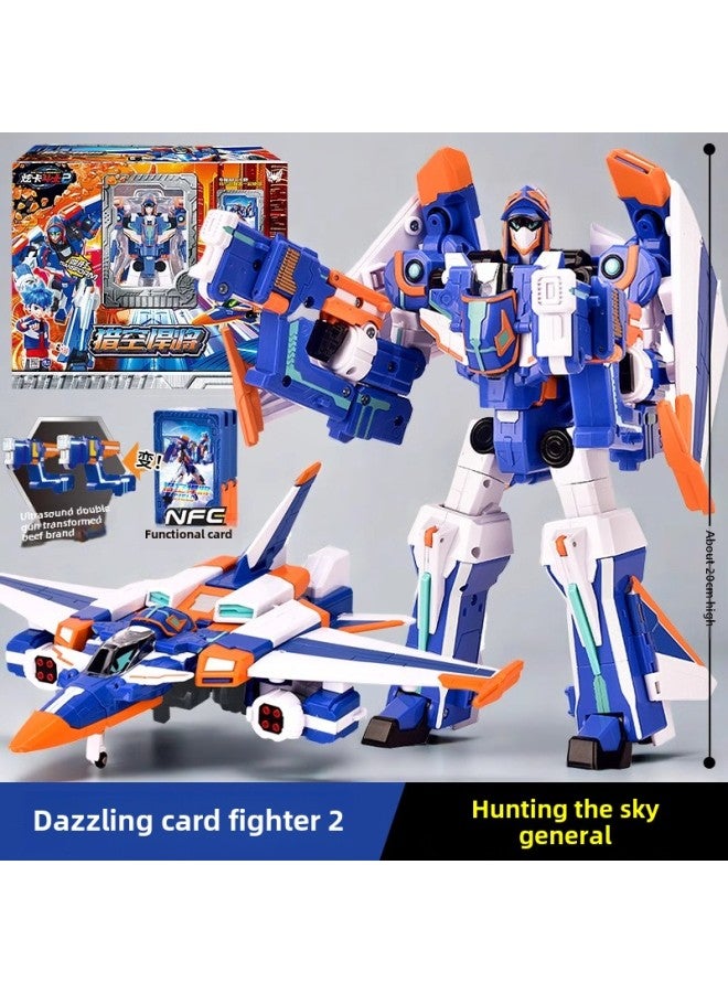 Dazzle Card Fighter Dazzle Blue Lightning Transformation Robot Assembling Toy Children Boy Transformation Summoner Mecha Gift-Color: 8154 Hunting Master  - Image 1