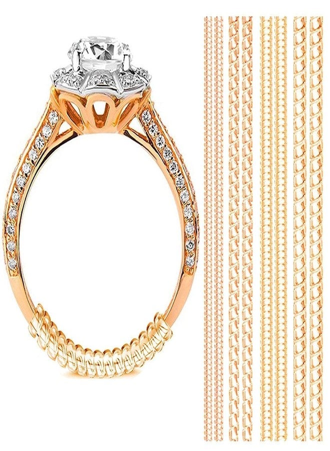 Tendula Invisible Ring Size Adjuster for Loose Rings 4 Sizes Fit Almost Any Spiral Silicone Tightener Set with Polishing Guards for Women,Men (Ring Sizer Gold (8-pcs)) - Image 1