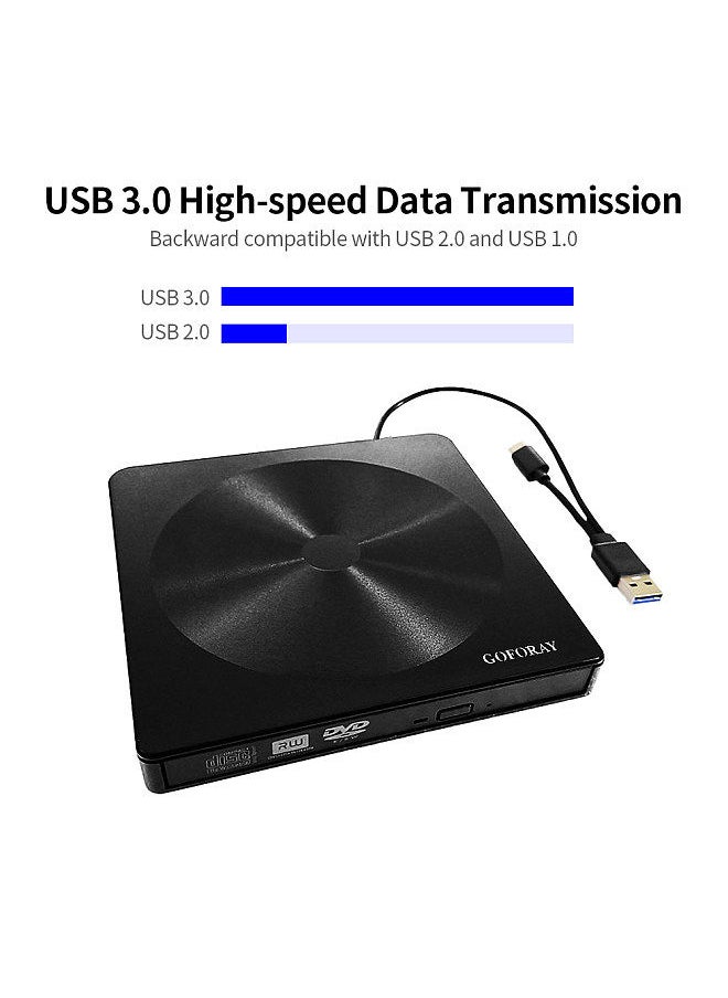 Generic - USB 3.0 Type-C External DVD Recorder CD-RW DVD-RW CD DVD ROM Player Drive Writer Rewriter Portable ODD HDD Burner Drive for Windows/ Mac OS - Image 1