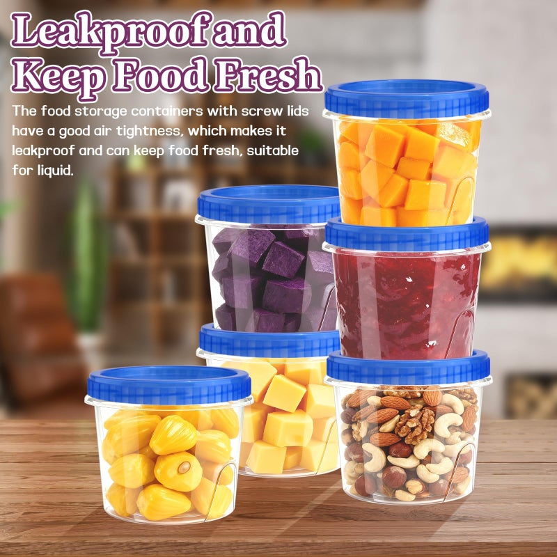 ISUSSER 12 Pack Freezer Containers with Screw On Lids, 24 Oz Stackable Reusable Plastic Storage Container, Airtight Plastic Food Storage Containers with Twist Top Lids for Food Soup Jello Sauce - Image 5