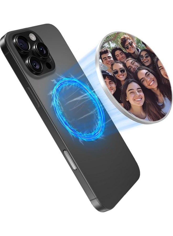 Magnetic Selfie Mirror for Back Camera – Wide-Angle Convex Vlog Mirror for iPhone & All Smartphones, Clip-On Rear Camera Selfie Monitor for Content Creators & Vlogging (5.6 x 5.6 cm) - Image 1