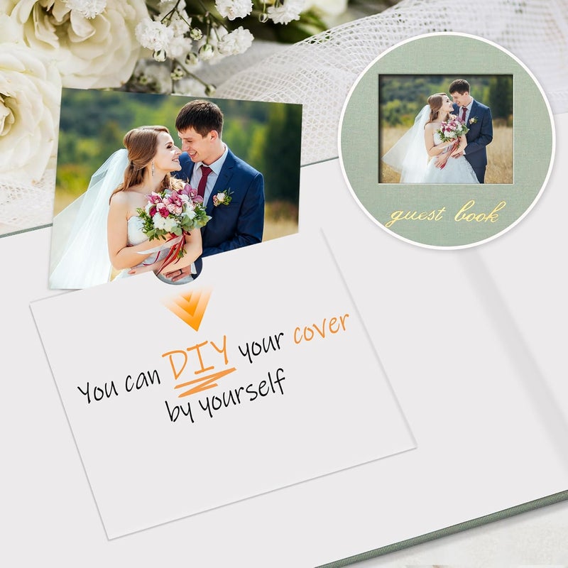 SUNEE Wedding Guest Book - Polaroid Guest Book Weddings Reception, Linen Cover 7" x 9" Guest Book for Baby Shower, Birthdays and Special Events, 100 Blank Pages for Wedding Sign in and Photos, Green - Image 4