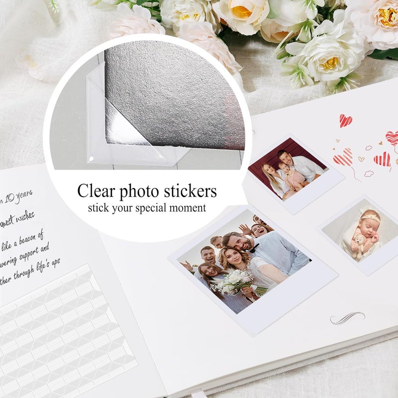 SUNEE Wedding Guest Book - Polaroid Guest Book Weddings Reception, Linen Cover 7" x 9" Guest Book for Baby Shower, Birthdays and Special Events, 100 Blank Pages for Wedding Sign in and Photos, Green - Image 5