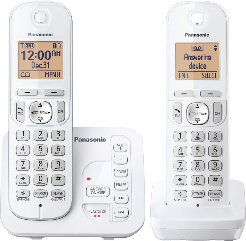 Panasonic 2 Handset Cordless Phone with Digital Answering System and Caller ID Expandable Up to 6 Handsets White  Two Handsets with Call Block DECT 60 Model KXTG7122SK - Image 2