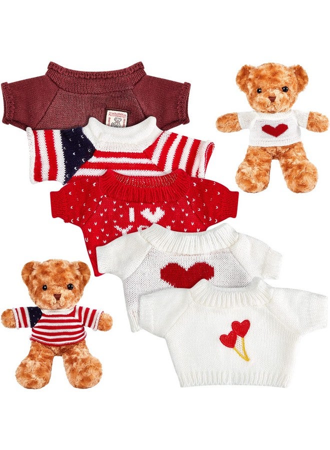 Junkin Junkin 5 Pcs Bear Doll Clothes Cute Stuffed Animal Clothing Accessories Cotton Plush Toy Clothes Bear Sweater Outfit Fit Most 14 - 18 Inch Bears Animal Plush Dolls Valentine Gifts  - Image 1