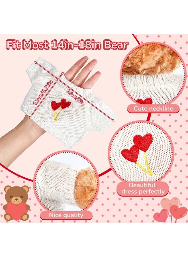 Junkin Junkin 5 Pcs Bear Doll Clothes Cute Stuffed Animal Clothing Accessories Cotton Plush Toy Clothes Bear Sweater Outfit Fit Most 14 - 18 Inch Bears Animal Plush Dolls Valentine Gifts  - Image 2