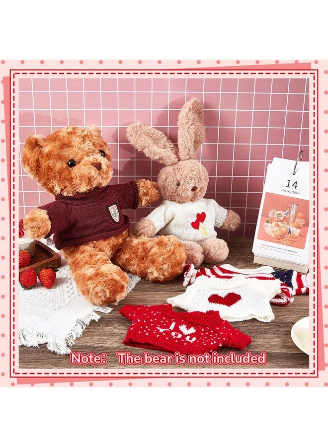 Junkin Junkin 5 Pcs Bear Doll Clothes Cute Stuffed Animal Clothing Accessories Cotton Plush Toy Clothes Bear Sweater Outfit Fit Most 14 - 18 Inch Bears Animal Plush Dolls Valentine Gifts  - Image 4