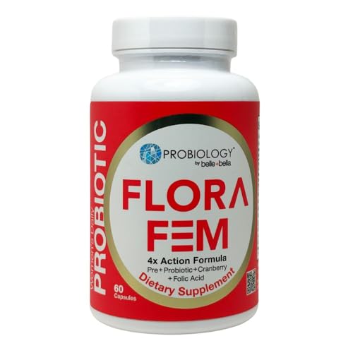 Belle+Bella BelleBella Probiology Flora Fem Daily Probiotics for Women 4X Action Prebiotic Probiotic Cranberry Folic Acid for Digestive Urinary Tract Reproductive Vaginal Health 60 Caps - Image 2