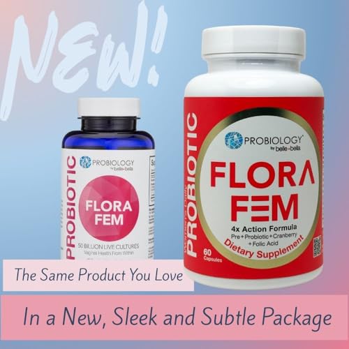 Belle+Bella BelleBella Probiology Flora Fem Daily Probiotics for Women 4X Action Prebiotic Probiotic Cranberry Folic Acid for Digestive Urinary Tract Reproductive Vaginal Health 60 Caps - Image 5