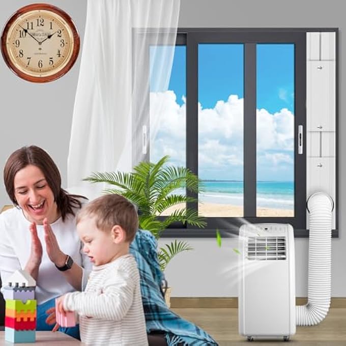 Portable Air Conditioner Window Kit With 5.9" Anti-Clockwise Exhaust Hose, Mobile A/C Unit Window Vent Seal Kit With 4 Adjustable Seamless Seal Plates For Vertical/Horizontal Sliding Window - Image 3