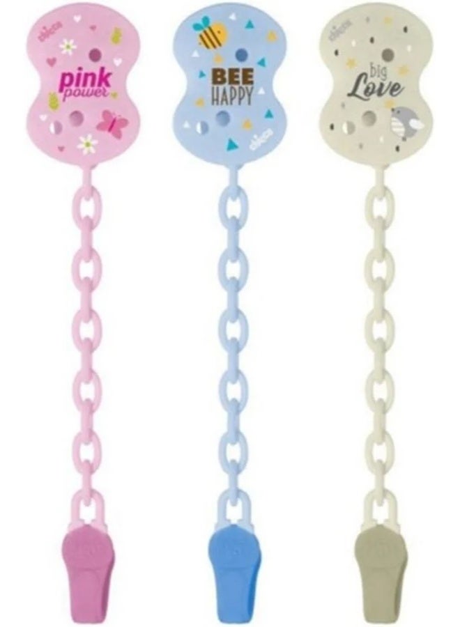 Chicco Pacifier Easy Clip 0m+ Pink/Blue/Green x1 - Image 1