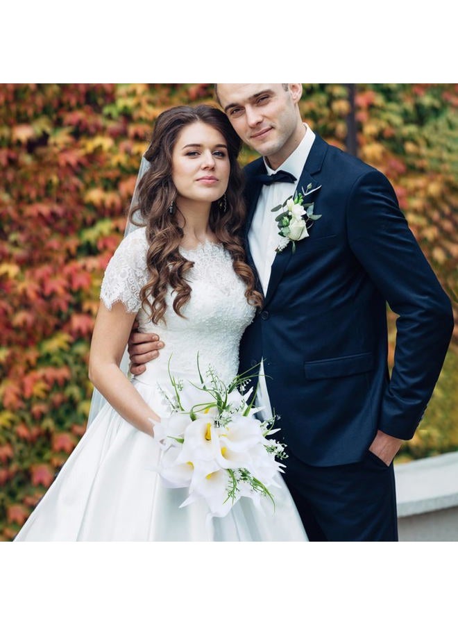 Eforcase Wedding Bouquets for Bride Bridesmaid, White Calla Lily Rose Artificial Flowers Bridal Holding Flowers for Wedding Church Ceremony Home Decoration - Image 4